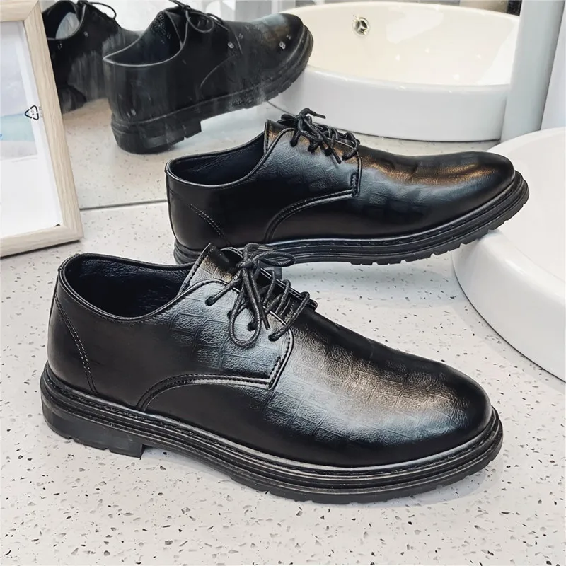 

Men Leather Shoes Point Toes Luxury Male Business Oxford Shoes Black Lace Up Man Casual Shoes Party Wedding Office Leather Shoes