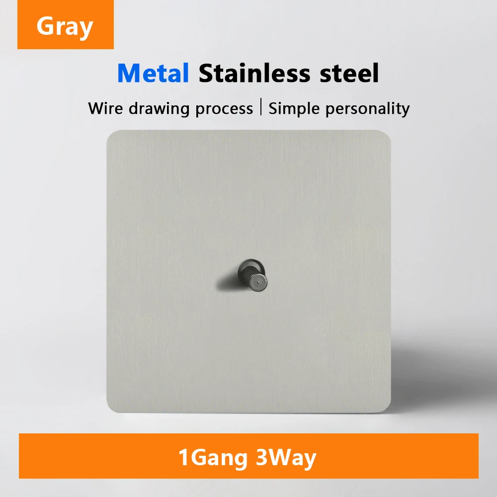 

Серый тумблер из нержавеющей стали, металлическая панель, 2-полосный ретро-переключатель света, универсальная настенная розетка для Великобритании, USB-порт для зарядного устройства типа c