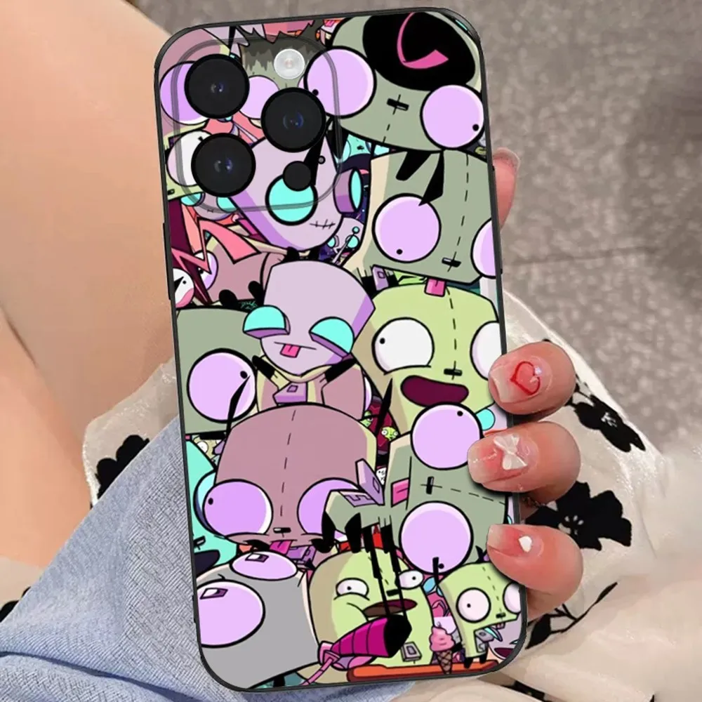 Чехол для телефона Cartoon Invader Z-Zim iPhone 15 14 13 12 11 Plus Pro Max XR XS X 7 8 SE Mini Soft Black Cover
