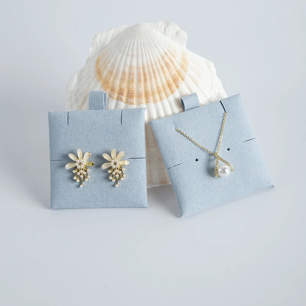 Droppshiping Earring Necklaces Display Cards for Jewelry Boxed and Packaging Microfiber Hang Tag Card Ear Studs Paper Card 6x6cm