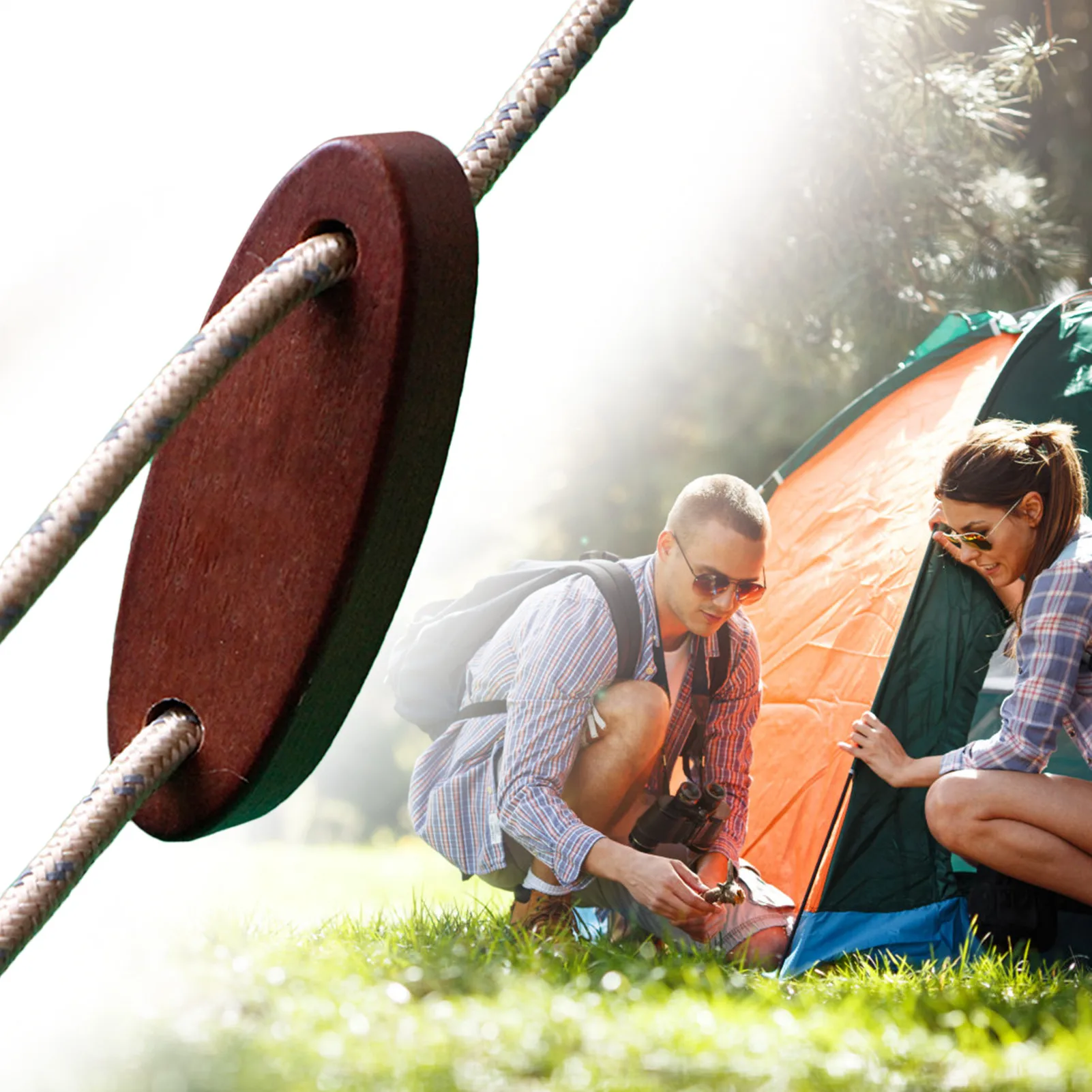 

Tent Rope Buckle Clothesline Paracord Tensioner 2 Holes Wind Rope Buckles 2Pcs Non-slip Solid Wood 8mm Camping Rope Accessories
