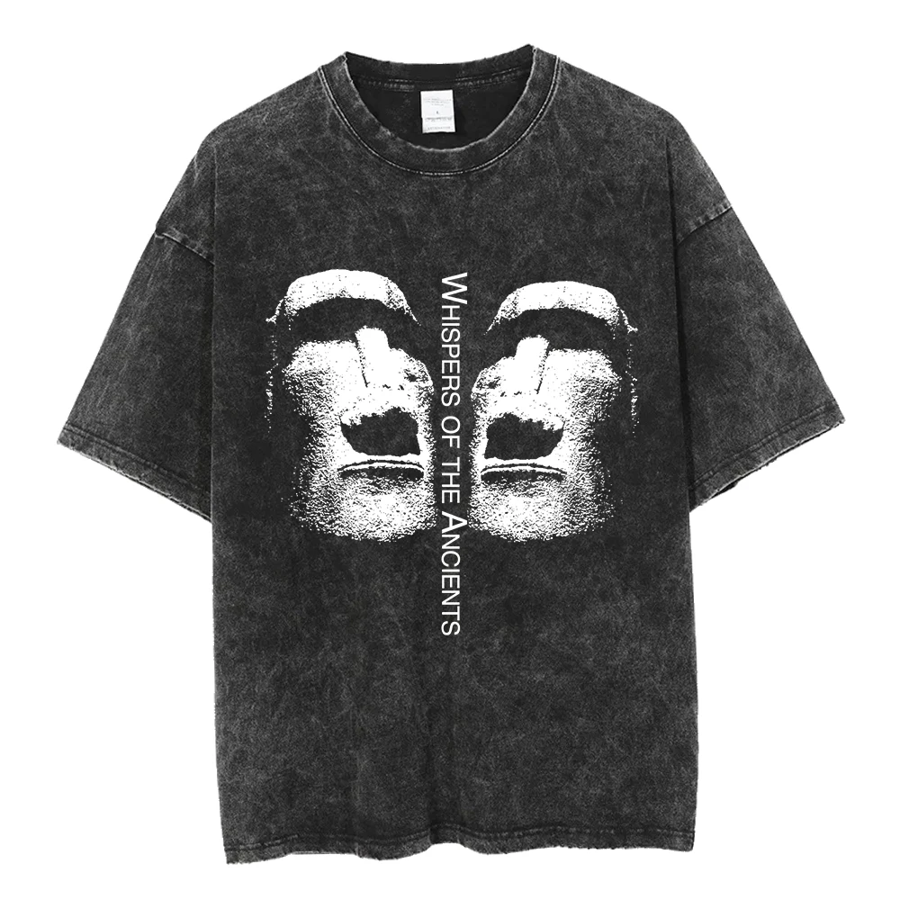 Coolmind U0046 Мужская футболка с принтом статуи Пасхи острова большой размер 100% хлопок