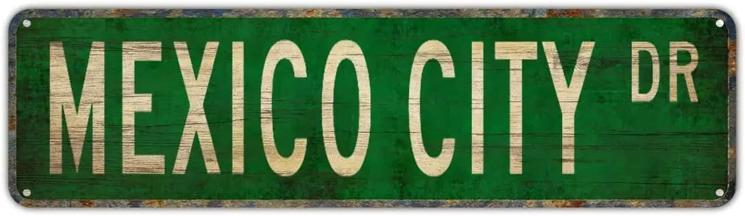 Уличный знак Мексиканский город подарок металлический уличный 16x4 дюймов Декор