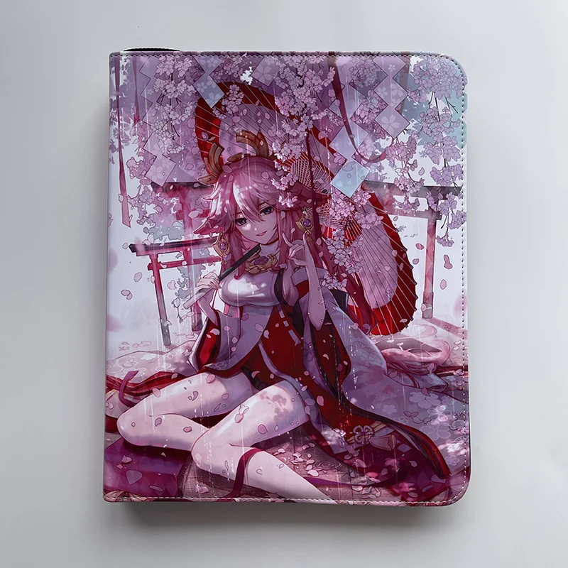 

540 шт. Genshin Impact Yae Miko 3X3, кожаный альбом для карт на молнии, книга, карточки, страница 68*92 мм, коллекционная карточка для хранения, книга, игрушки и подарки