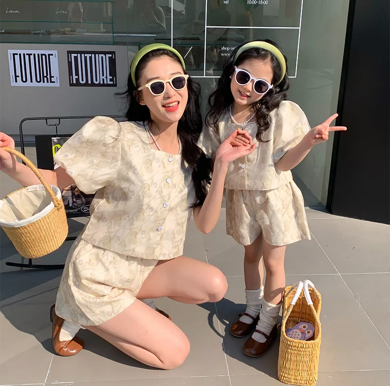 

Mother And Daughter 2 Piece Sets Women Outfit Mommy And Me Matching Clothes Kids Girl Suit 2023 Summer Toddler Boutique Clothing