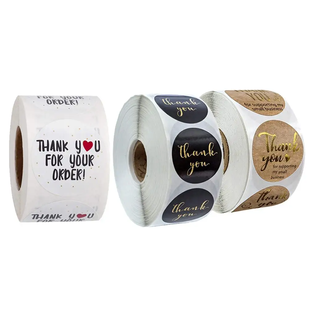 

500 Pieces Handmade Thank You Packaging Sealing Stickers Round Labels Craft