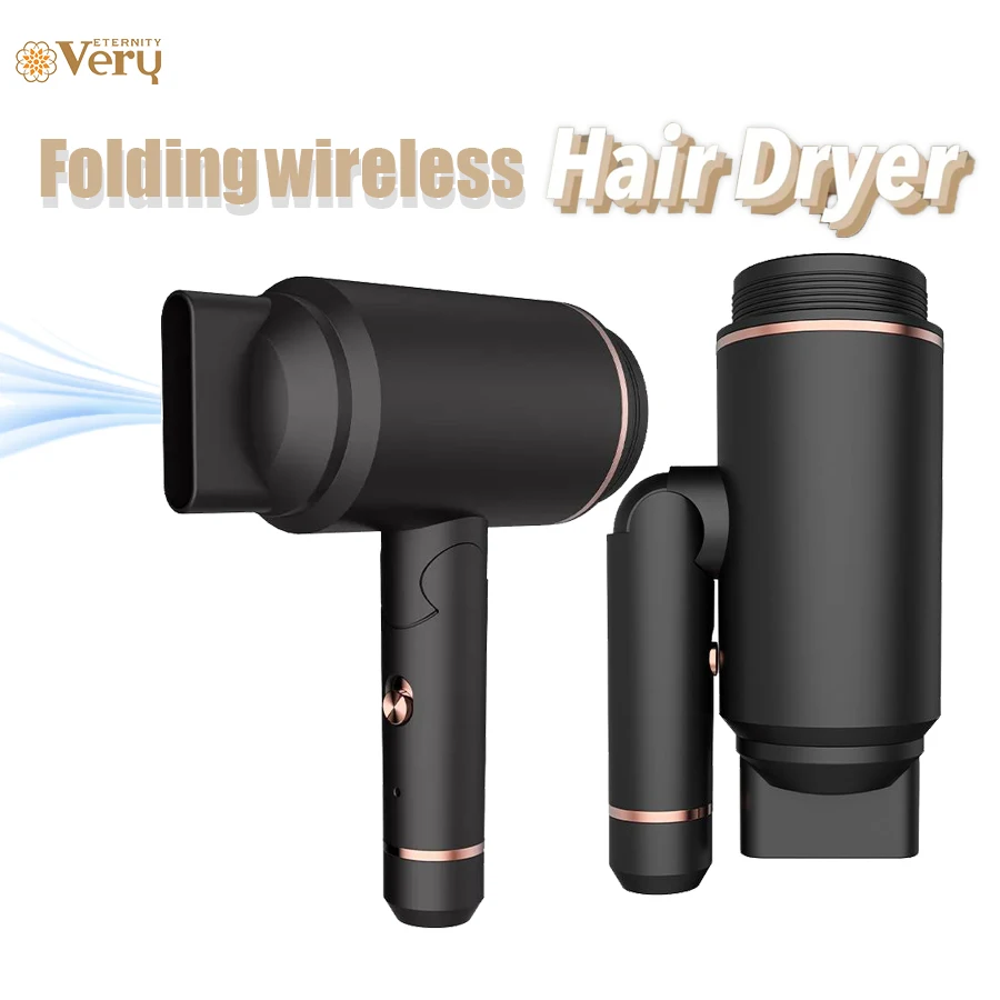 Professional Portable Household Ionic Blow Hair Dryer Hotel Use Rechargeable Wireless Cordless Hair Dryer