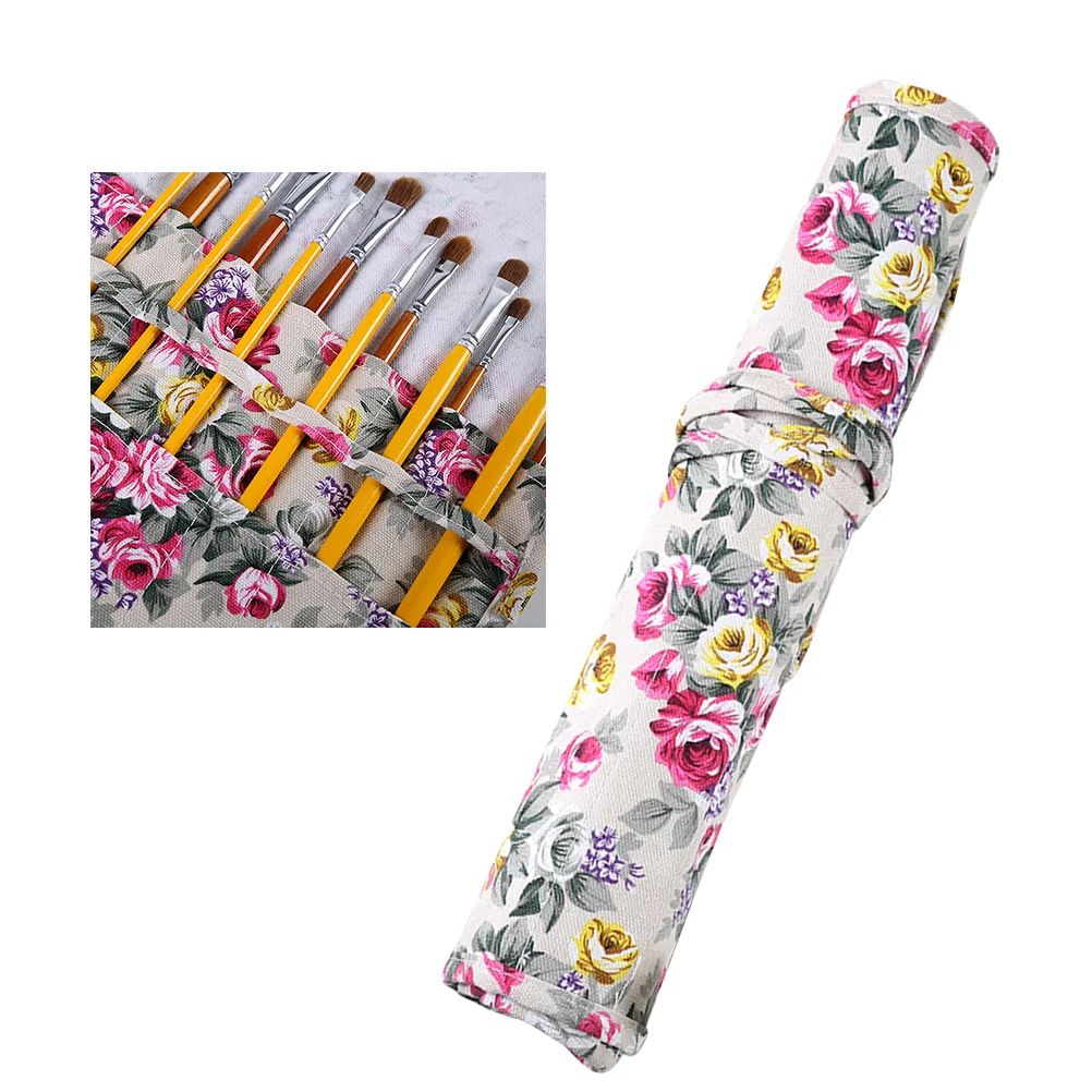 

Roll Brush Pencilholderartist Case Slot Pouch Colored Wrap Canvas Storage Containerpaintbrush Pen Organizer Painting Rollup