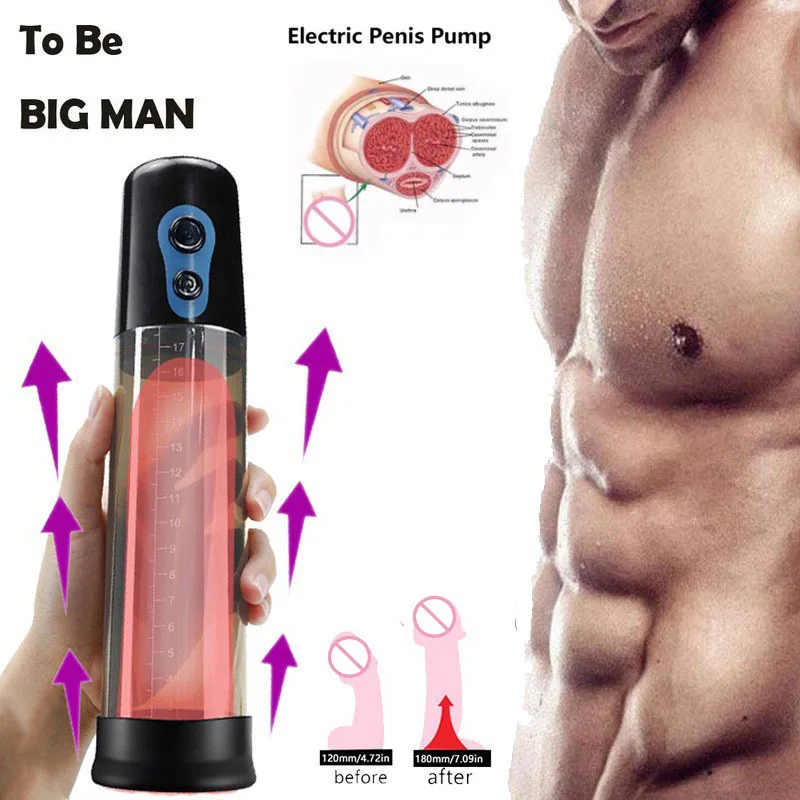 

Electric Penis Pump Enlargement Dick pump Penis Extender Vacuum Enlarger Penile Erection Adult Male Masturbator Sex Toys for Men