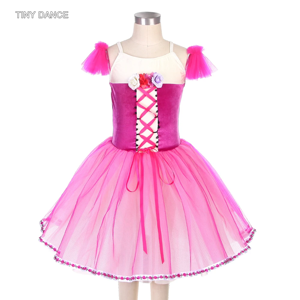 Романтичная юбка-пачка для девочек и женщин ярко-розовый бархатный лиф со слоями