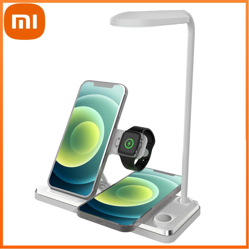 

XIAOMI 4 In 1 LED Desk Lamp with Wireless Charger Dimmable Eye-Caring Table Lamp for IPhone Mobile Phone Charging Holder Lights