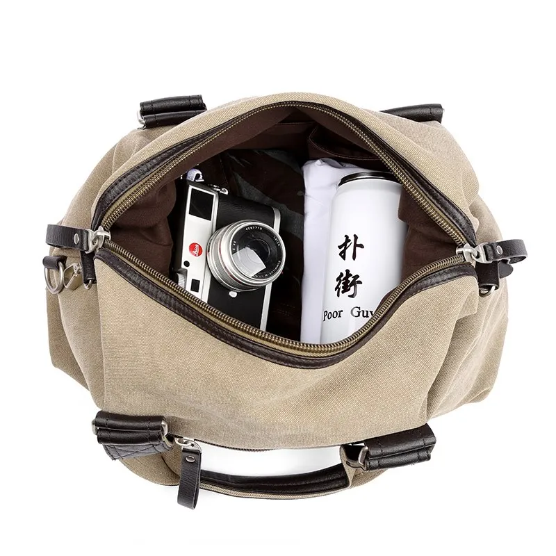 Canvas Leather Travel Bag for Men Duffle Totes Bags Gym Extra Large Overnight Sport Gym Male Weekender Luggage Handbag Duffle