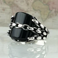 creative geometric enamel chain ring for men party wdiing anniversary jewelry male rings accessories wholesale size 6 13