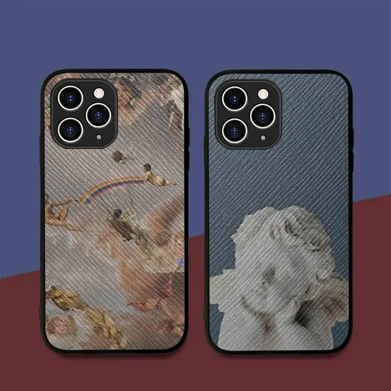 

Vintage Painting Paradise Angel Phone Case Hard Leather Case for iPhone 11 12 13 Mini Pro Max 8 7 Plus SE 2020 X XR XS Coque
