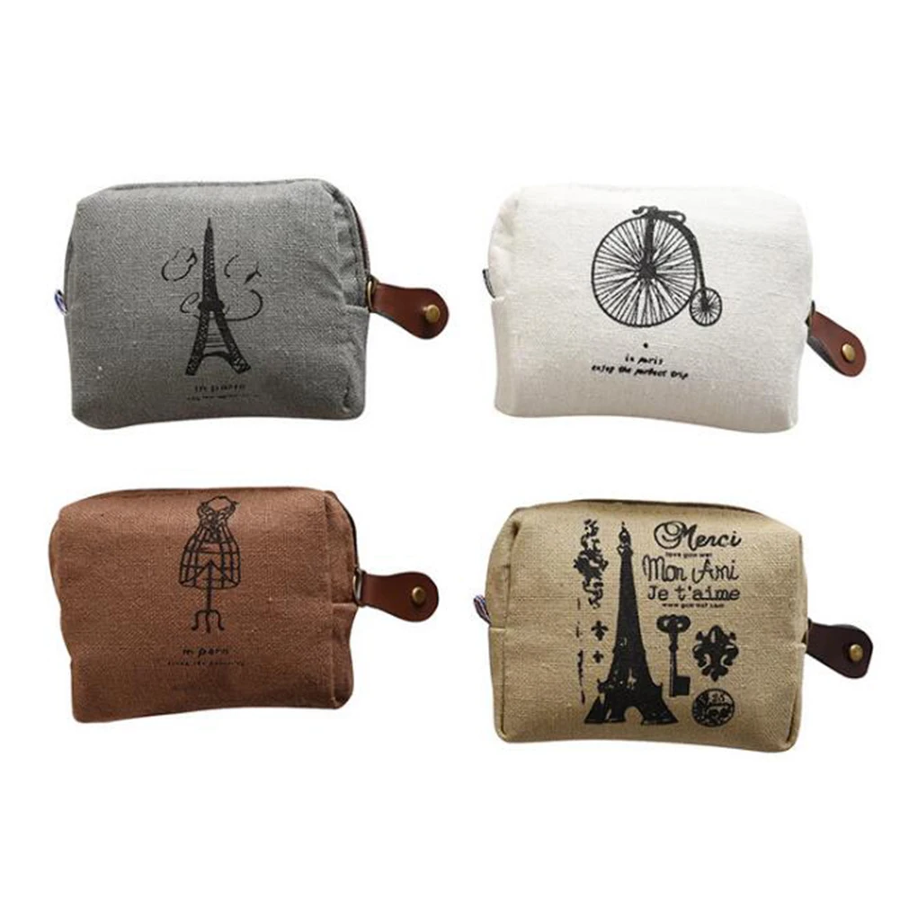 Square Vintage Classic Women Man Canvas Coin Purse Zip Wallet Small Mini Bag Case Pouch Holder Retro Money Bags Gift