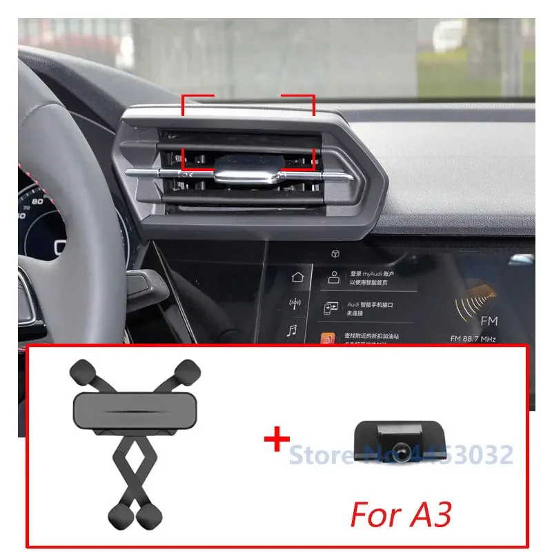 

Автомобильный держатель телефона для Audi A3 8Y 2021-2022yr, оснащенный специальным основанием, GPS, фиксированная поддержка, кронштейн для отключения звука, аксессуары для интерьера