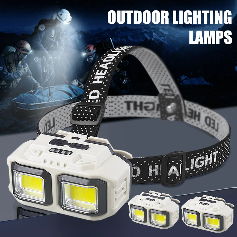 

COB Sensor Headlamp LED Fishing Mining Light USB Rechargeable Flashlight Waterproof Head Light for Camping Running Hiking
