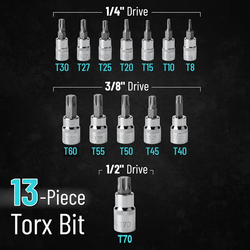 13 шт. практичная звездообразная насадка Torx гнездо из хромованадиевой стали