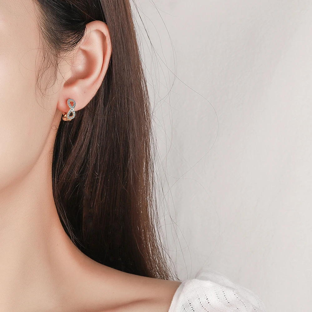 Твердые серьги-кольца из стерлингового серебра 925 пробы с бесконечной любовью