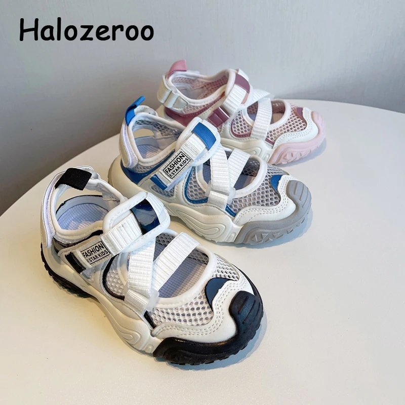 

New 2022 Summer Kids Beach Sandals Baby Girls Brand Closed Toe Shoes Children Black Sport Sandalias Boys Fashion Mesh Shoes Soft