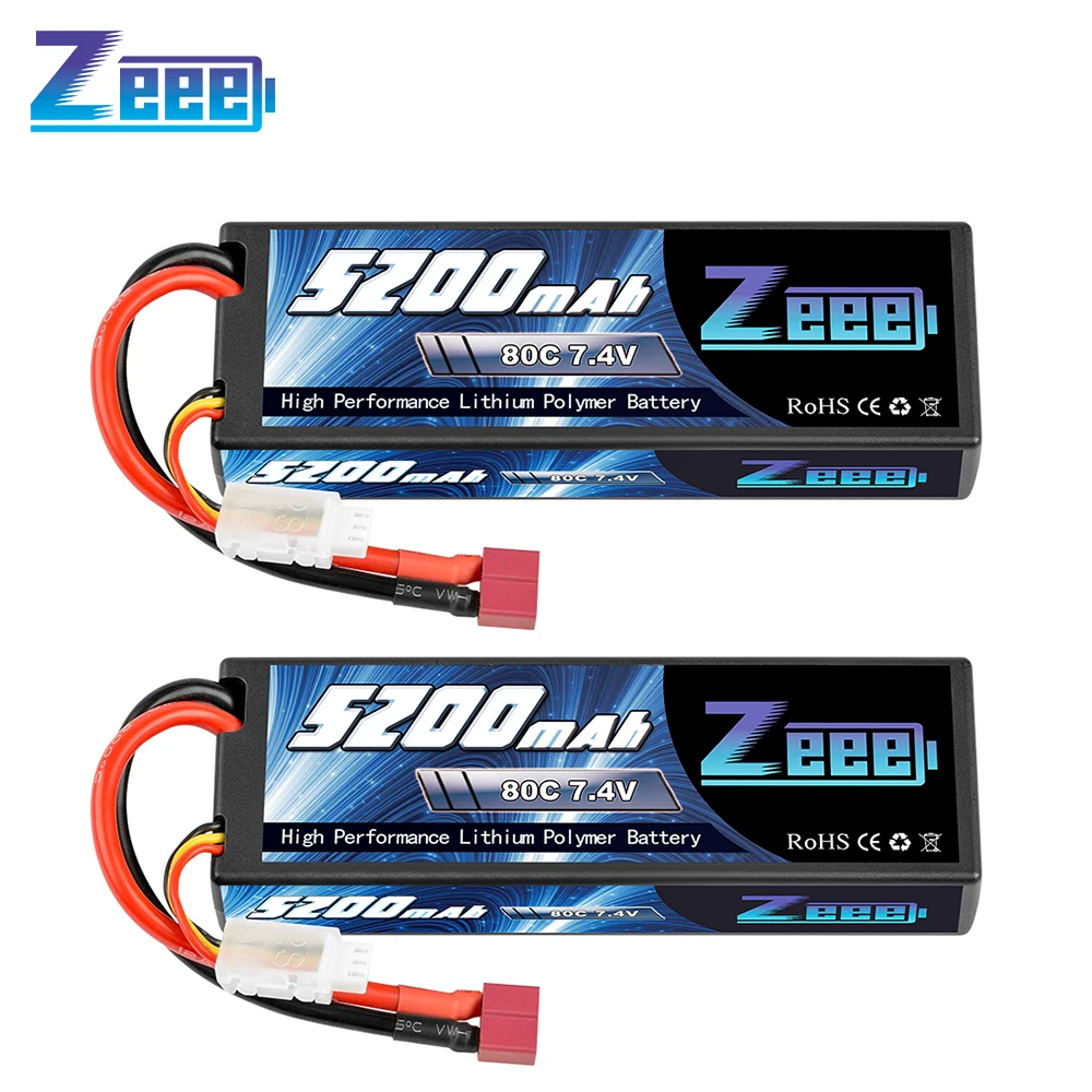 1/2pcs Zeee RC Lipo Battery 7.4V 2S 5200mAh 80C With Deans Plug RC Battery for RC Car Truck Truggy Buggy Tank Helicopter