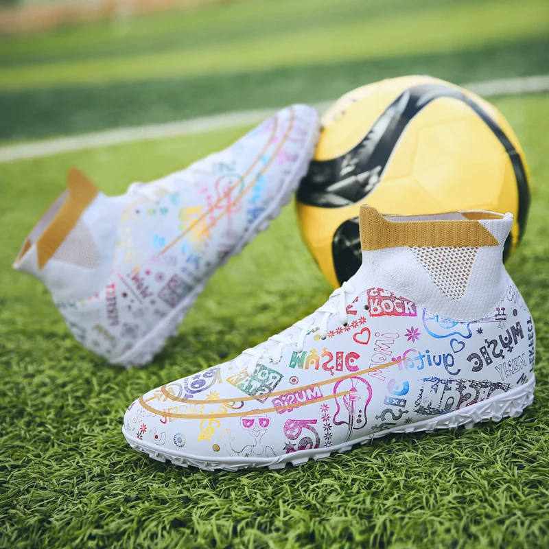 Stylish Comfortable Adult High Ankle Training Match Sports Football Shoes Outdoor Indoor Grass Sports Shoes For Youth Students