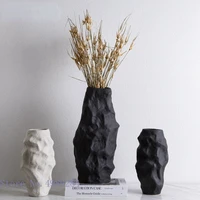 irregular ceramic vase black and white abstract simulation stone coral flower vase ceramic handicraft ornaments decoration