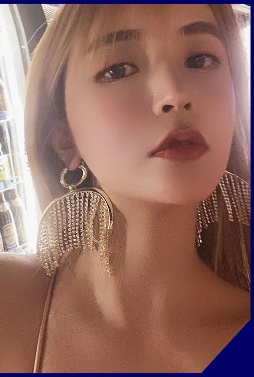 

2022 New Korean Style Stylish Good Texture Claw Diamond Studded Chain Tassel Earrings Ins Women's Earrings