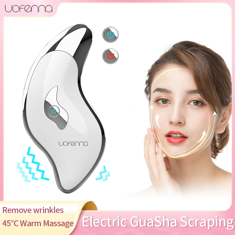 

Uofenna Electric Guasha Scraping Board Heated Vibration Facial Massager EMS Microcurrent Anti Wrinkle Red Blue Therapy