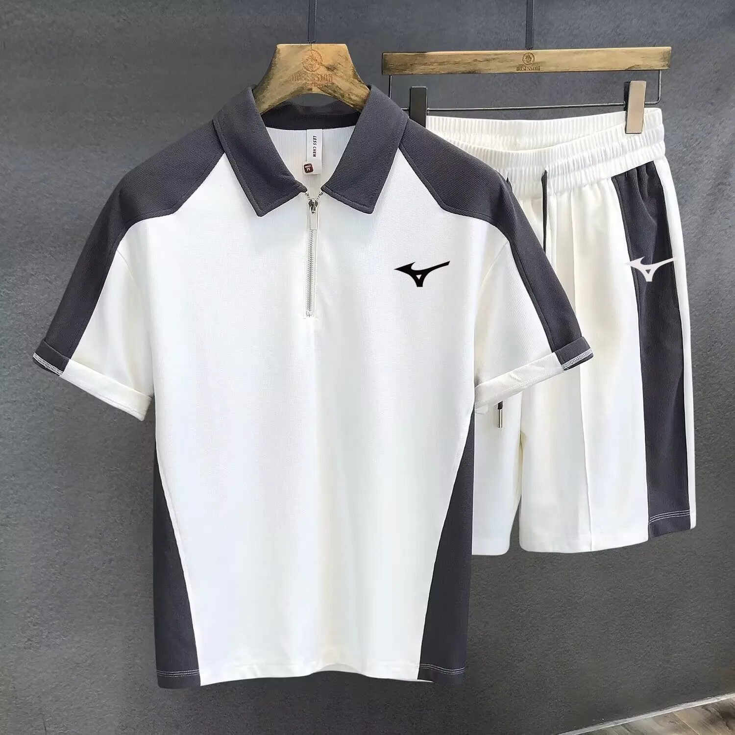 2023 Senior Apricot Cool Sense Fashion Polo Shirt Casual Sports Suit Men With Handsome Summer Short-sleeved T-shirt Shorts