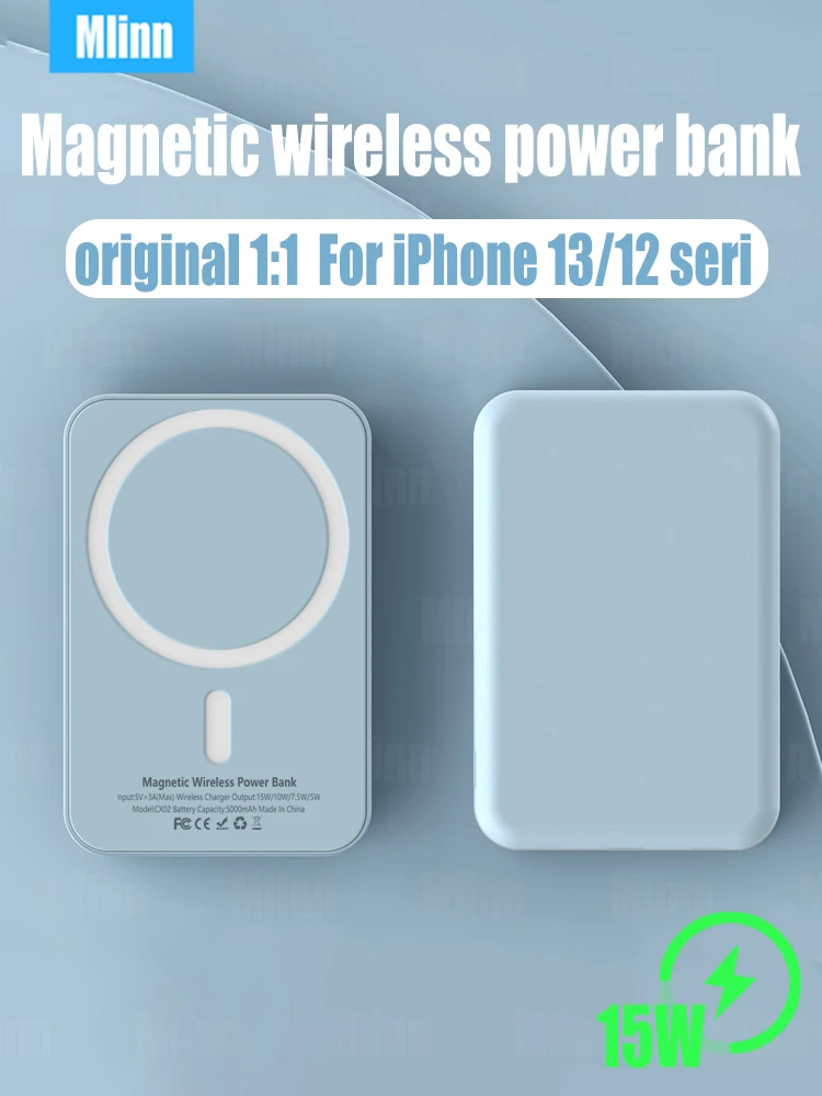 

Magnetic Wireless Power Bank 5000mAh Original 1:1 Battery Pack Mag Powerbank Safe For iphone 13 12 Pro Max Airpods 11 XS XR