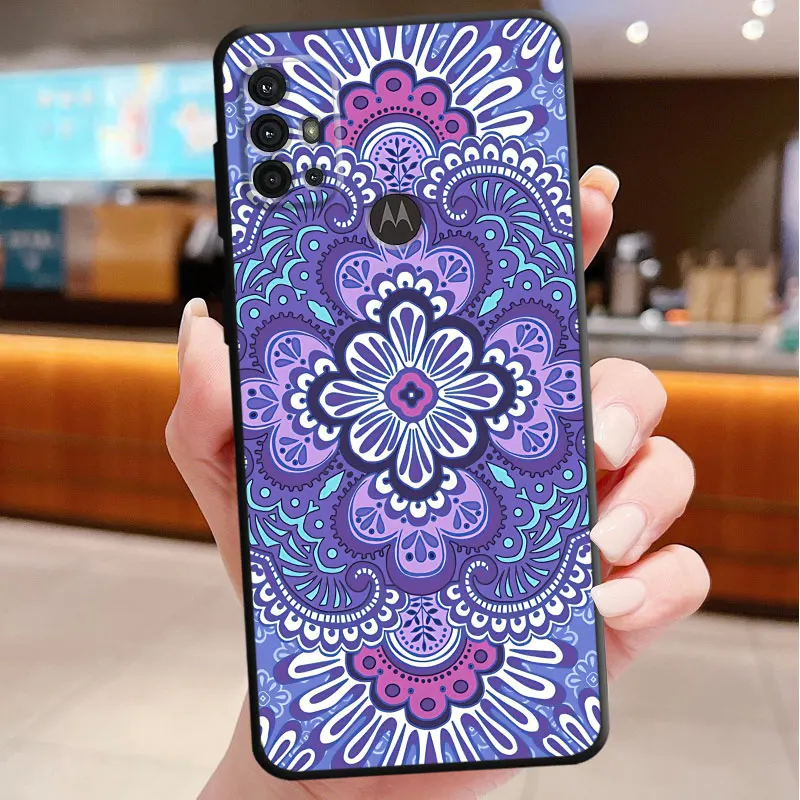 Чехол для телефона Motorola Moto G60 G51 G50 G22 G52 G53 G30 G31 G73 G60s G71 G72 G32 цветной Мандала Цветок