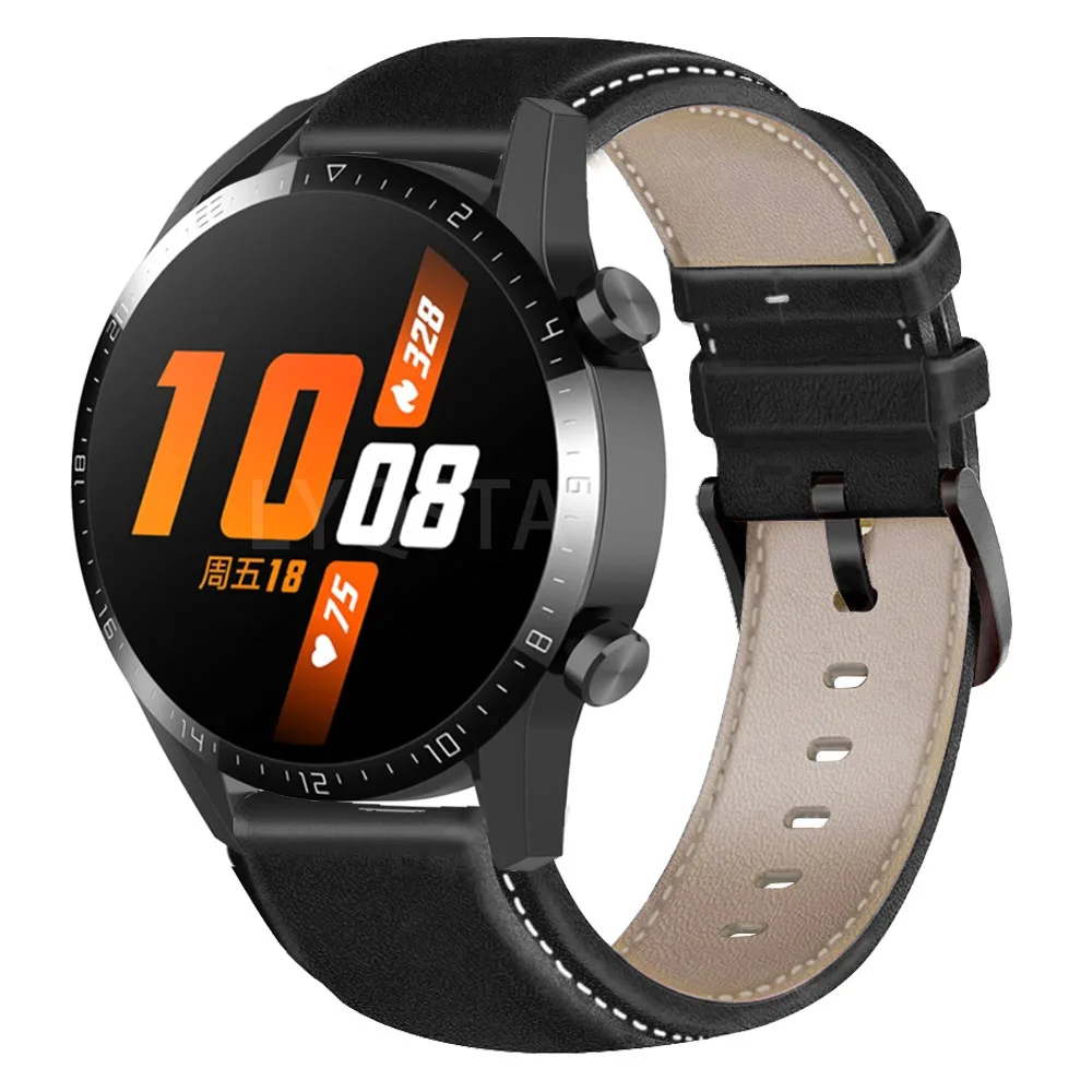 22mmGenuine Leather Smart Watch Strap For Huawei Watch GT3 Pro 46mm/GT 2 Pro/GT2 46mm Wristband Bracelet Replacement Accessories