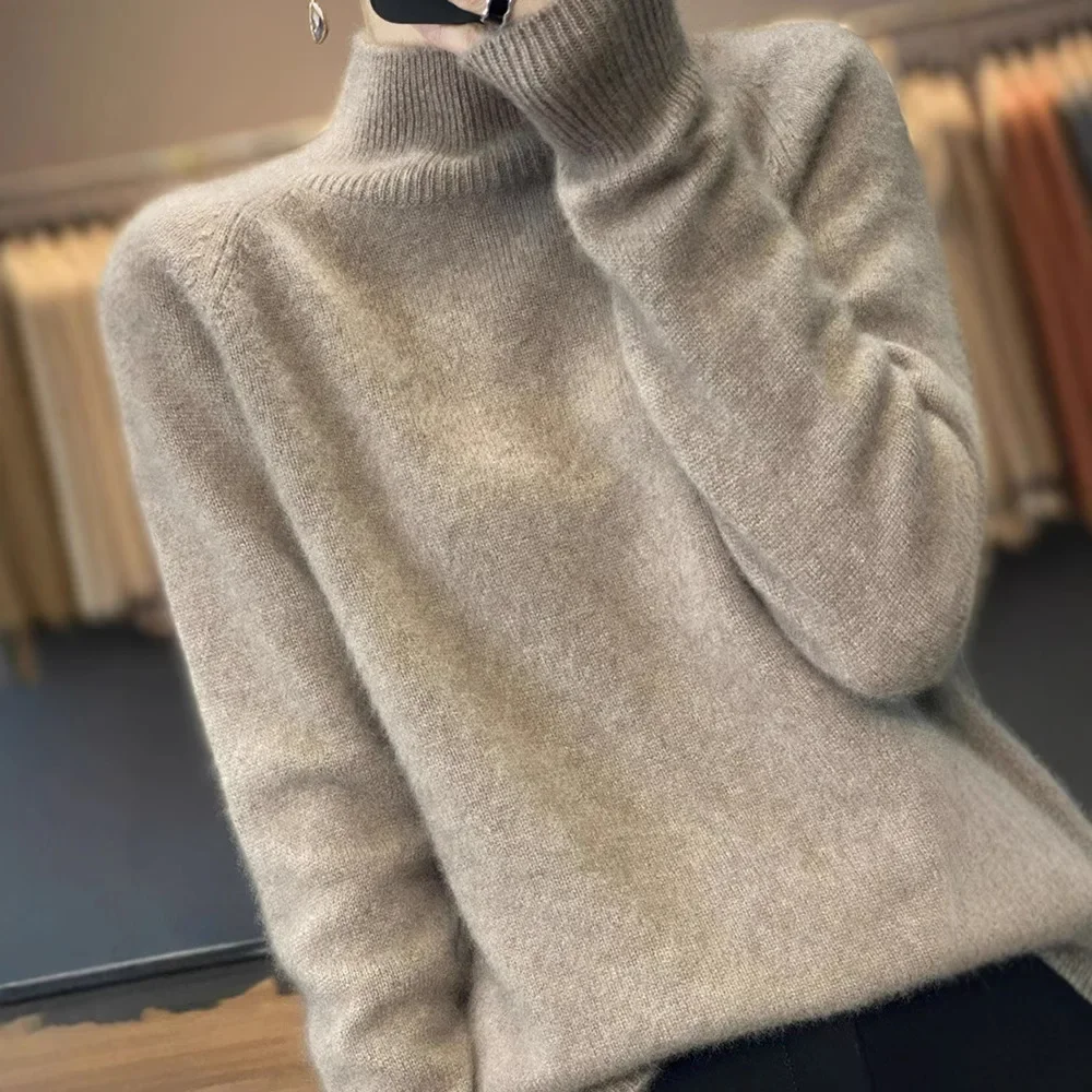 Женский свитер-поло с полуполо фиолетовой звездой/черепашковым воротником