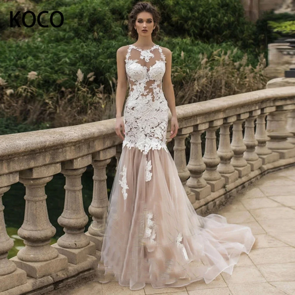 

MACDUGAL Wedding Dresses 2022 Luxury Halter Tulle Sexy Appliques Beach Party Mermaid Gown Vestido De Novia Civil Women Skirt