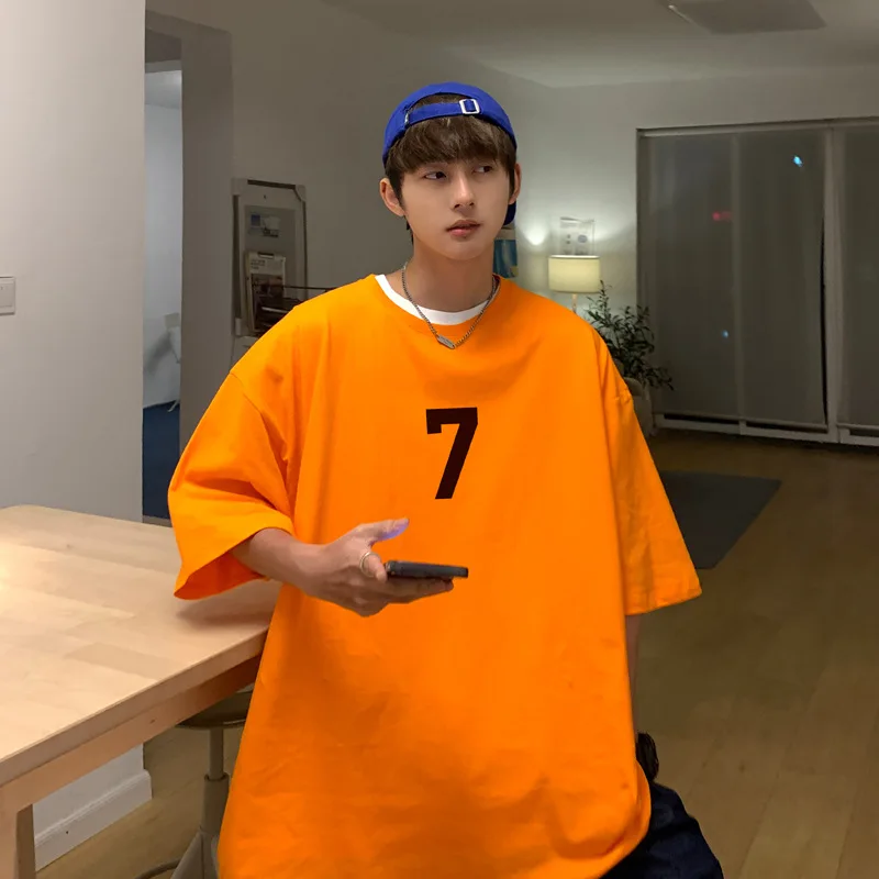 TRSYPHXM 2024 новая американская ретро темно-синяя футболка с маленьким воротником и