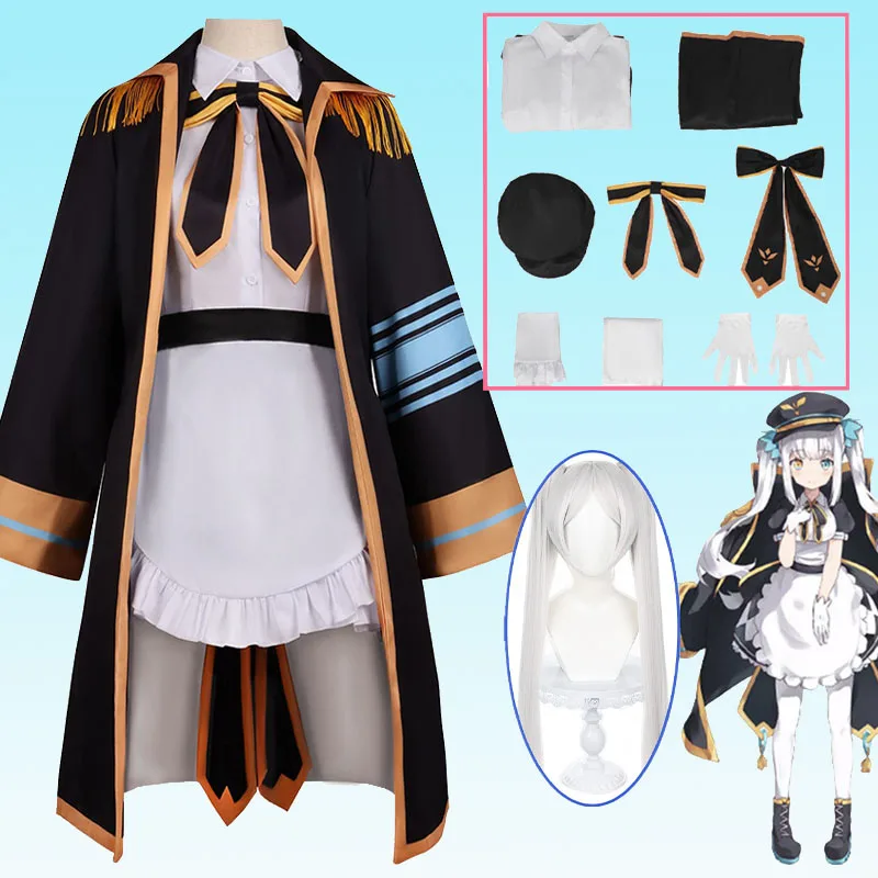 Фото Vtuber Kagura Mea, костюм для косплея, униформа капитана горничной со шляпой для любителей и ролевых игр №1