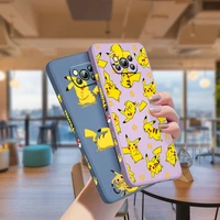 anime pikachu cute for xiaomi poco x3 nfc f3 gt m4 m3 m2 pro c3 x2 11 ultra silicone liquid left rope phone case cover coque