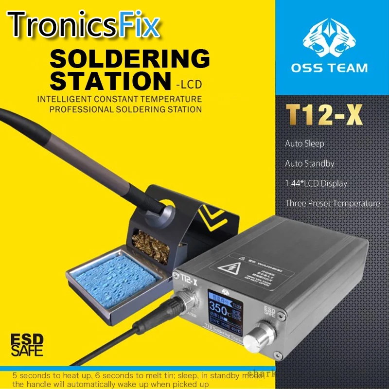 

OSS T12-X Constant Temperature Soldering Station with Electric Soldering Iron Tip for Phone BGA PCB Motherboard Chip Repair
