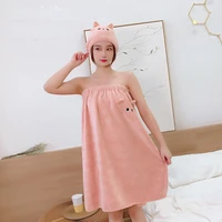 coral fleece bath towels cartoon kawaii cat bath dress super absorbent free shipping skin friendly breathable towel for girls
