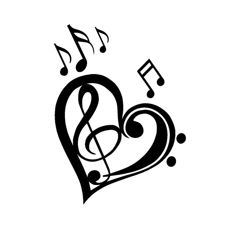 

Милые наклейки на бампер с надписью Love Music Notes, Мультяшные мотоциклетные виниловые наклейки, черные/серебристые, 13*17,7 см
