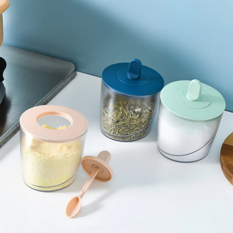 

Spices Box With Spoons Pepper Spice Shaker Salt Seasoning Organizer Kitchen Cruet Condiment Bottle Jars Container Storage Box