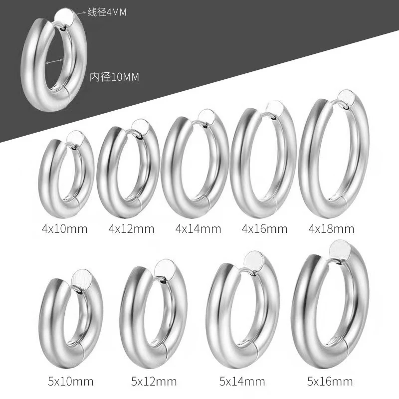 

Крупные серьги-кольца из нержавеющей стали для женщин и мужчин, ювелирные украшения с геометрическим дизайном черного, золотого, серебряно...