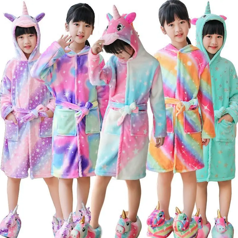 Winter Toddler Girls Sleepwear Unicorn Kids Nightgown Childr