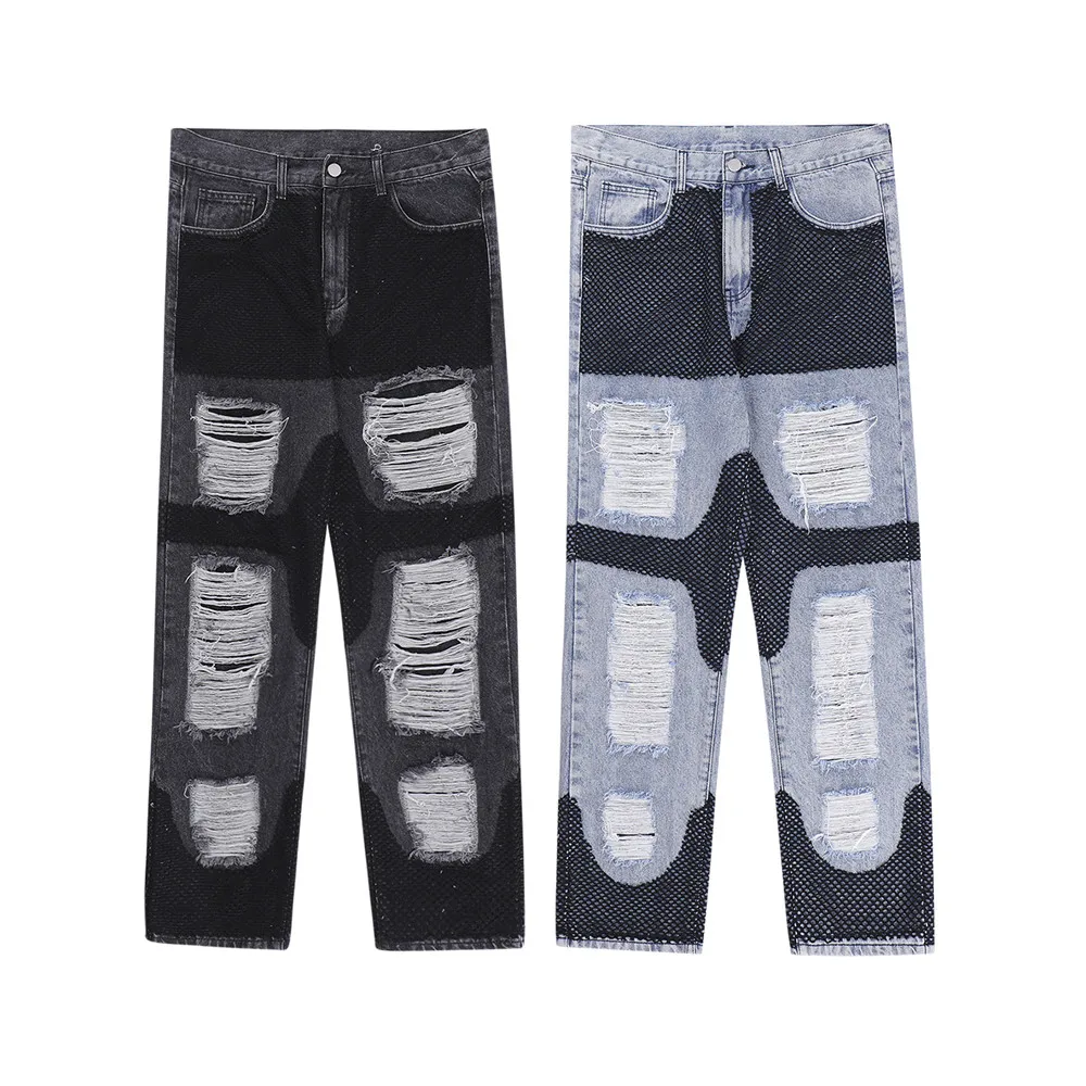 Vintage distressed jeans for men HIP HOP y2k men’s jeans cargo pants men ripped jeans Destroy Wash jeans men