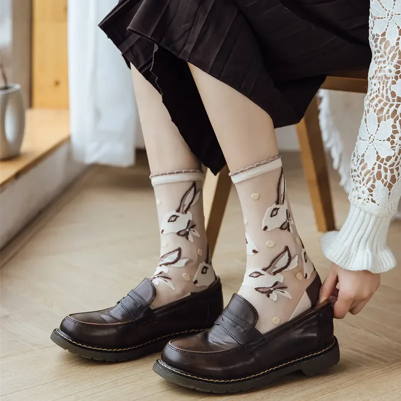 Новинка летние ультратонкие прозрачные длинные носки в стиле Харадзюку со