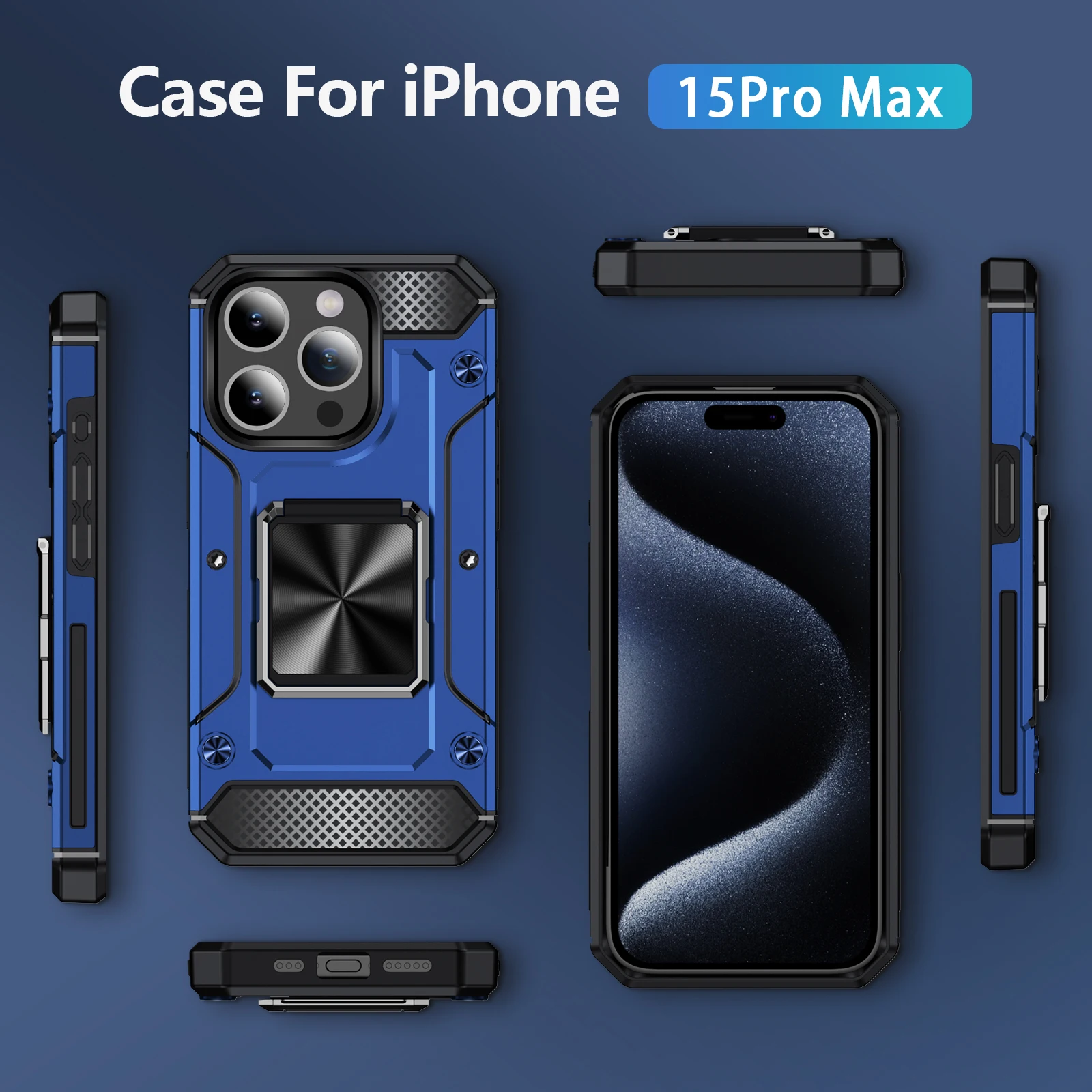 Прочный бронированный ударопрочный чехол для телефона iPhone 11 12 13 14 Plus 15 Pro Max