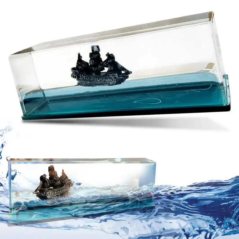 

Acrylic Ship Fluid Drift Bottle Cruise Ship Model Decoration Never Sink Ship Decoration For Car Display Cases Home Decoration