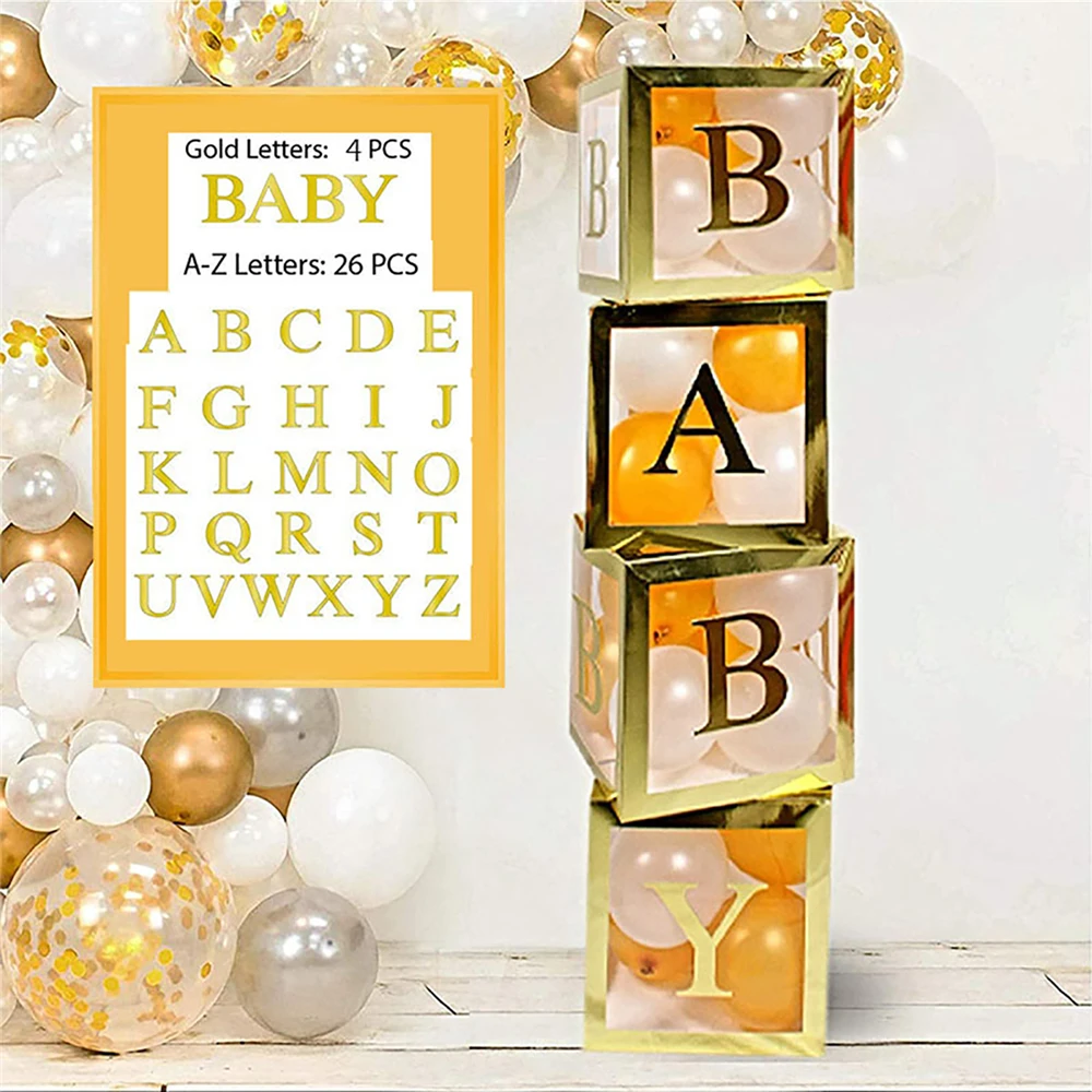 

26 Letters A-Z Birthday Party Decorations Box Transparent Balloon Box for Birthday Wedding Proposal Arrangement Scene Layout