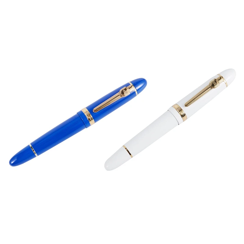 

JINHAO 2 Pcs 159 18KGP 0.7Mm Medium Broad NIB Fountain Pen Free Office Fountain Pen With A Box, Blue & White